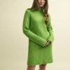 Fearne Cotton Lime Green Funnel Neck Rib Knitted Mini Dress -UK Clothing Sales k231397grn sm 1