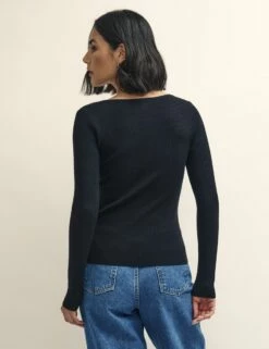 Black Sweetheart Twist Front Knitted Top -UK Clothing Sales k231403blk 0932