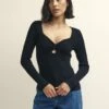 Black Sweetheart Twist Front Knitted Top -UK Clothing Sales k231403blk 0951 1