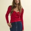 Red Sweetheart Twist Front Knitted Top 1 Red Sweetheart Twist Front Knitted Top -UK Clothing Sales k231404red 0561
