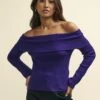 Purple Bardot Rib Knit Top -UK Clothing Sales k232220prp 0876 1