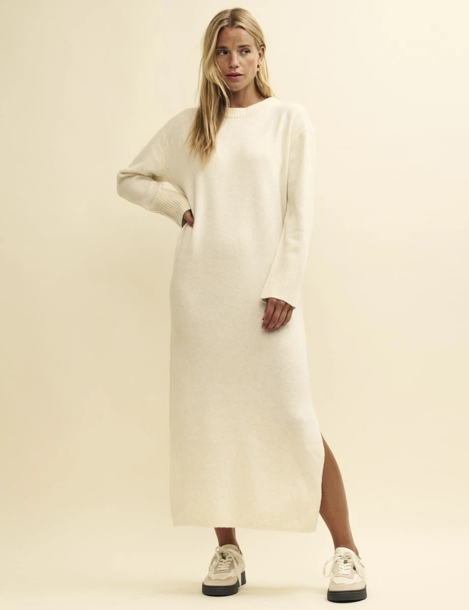 Cream Oversized Knitted Maxi Dress 3 Cream Oversized Knitted Maxi Dress