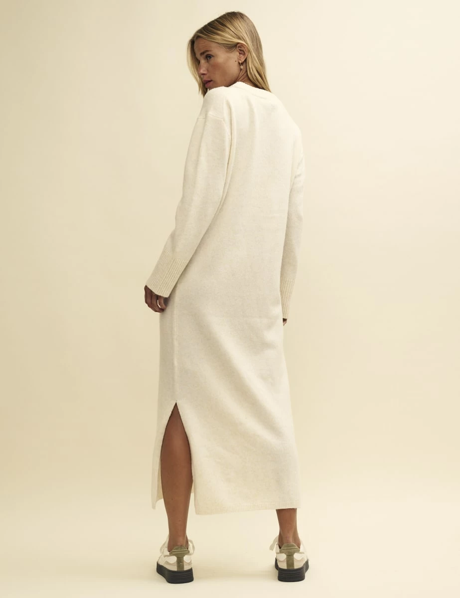Cream Oversized Knitted Maxi Dress 6 Cream Oversized Knitted Maxi Dress - Image 4