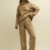 Camel Knitted Wide Leg Trousers -UK Clothing Sales k232234bge 0996 1