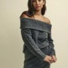 Grey Knitted Bardot Jumper -UK Clothing Sales k232468gry 1228