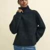 Black Roll Neck Chunky Knitted Jumper -UK Clothing Sales k232561blk sm