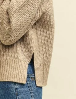 Camel Roll Neck Chunky Knitted Jumper -UK Clothing Sales k232562bge sd