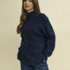 Navy Funnel Neck Longline Knitted Jumper -UK Clothing Sales k240024blu sm