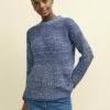Blue Twisted Yarn Crew Neck Chunky Knitted Jumper -UK Clothing Sales k240026blu sm