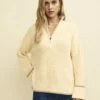 Cream Half Zip Knitted Jumper -UK Clothing Sales k240029crm fr