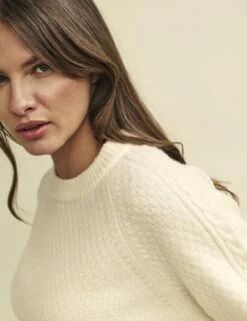 Cream Crew Neck Cable Knit Jumper -UK Clothing Sales k240034crm dt