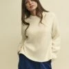 Cream Crew Neck Cable Knit Jumper -UK Clothing Sales k240034crm sm