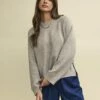 Grey Crew Neck Boxy Knitted Jumper 1 Grey Crew Neck Boxy Knitted Jumper -UK Clothing Sales k240067gry sm