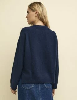 Navy Crew Neck Boxy Knitted Jumper -UK Clothing Sales k240068blu bk