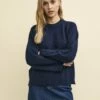 Navy Crew Neck Boxy Knitted Jumper -UK Clothing Sales k240068blu sm