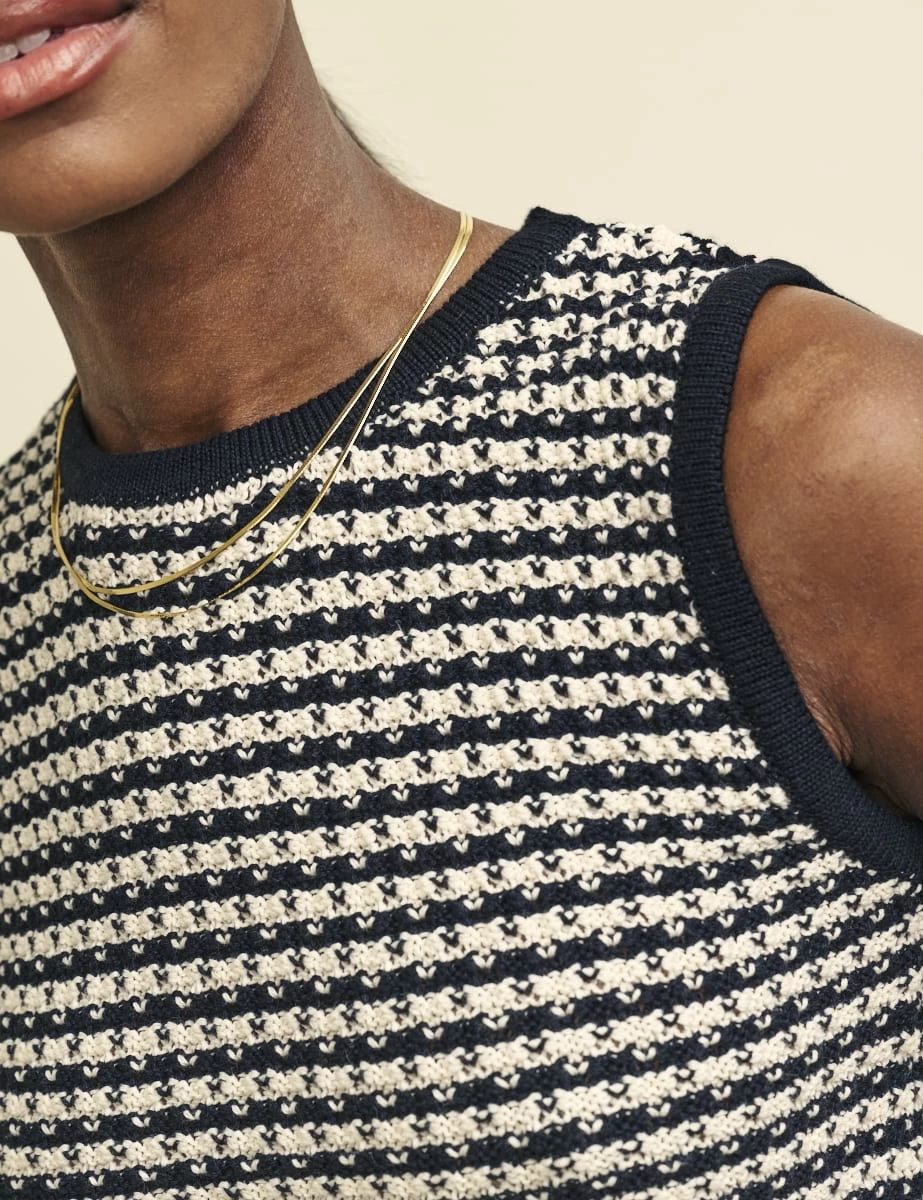 Black Stripe Mock-Crochet Sleeveless Tank Top 4 Black Stripe Mock-Crochet Sleeveless Tank Top - Image 2