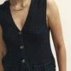 Black Mock-Crochet Waistcoat -UK Clothing Sales k240123blk 0393 1