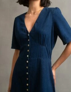 Dark Denim Alexa Midi Tea Dress -UK Clothing Sales nobody 1729 new