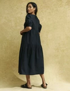 Petite Black Rochelle Smock Midi Dress 9 Petite Black Rochelle Smock Midi Dress -UK Clothing Sales p240116blk bk