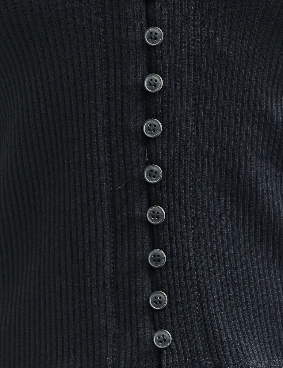 Black Button Through Top 6 Black Button Through Top - Image 4