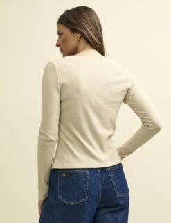 Cream Button Through Top -UK Clothing Sales t224379crm bk rs