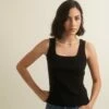 Black Square Neck Vest 2 Black Square Neck Vest -UK Clothing Sales t230623blk fr rs