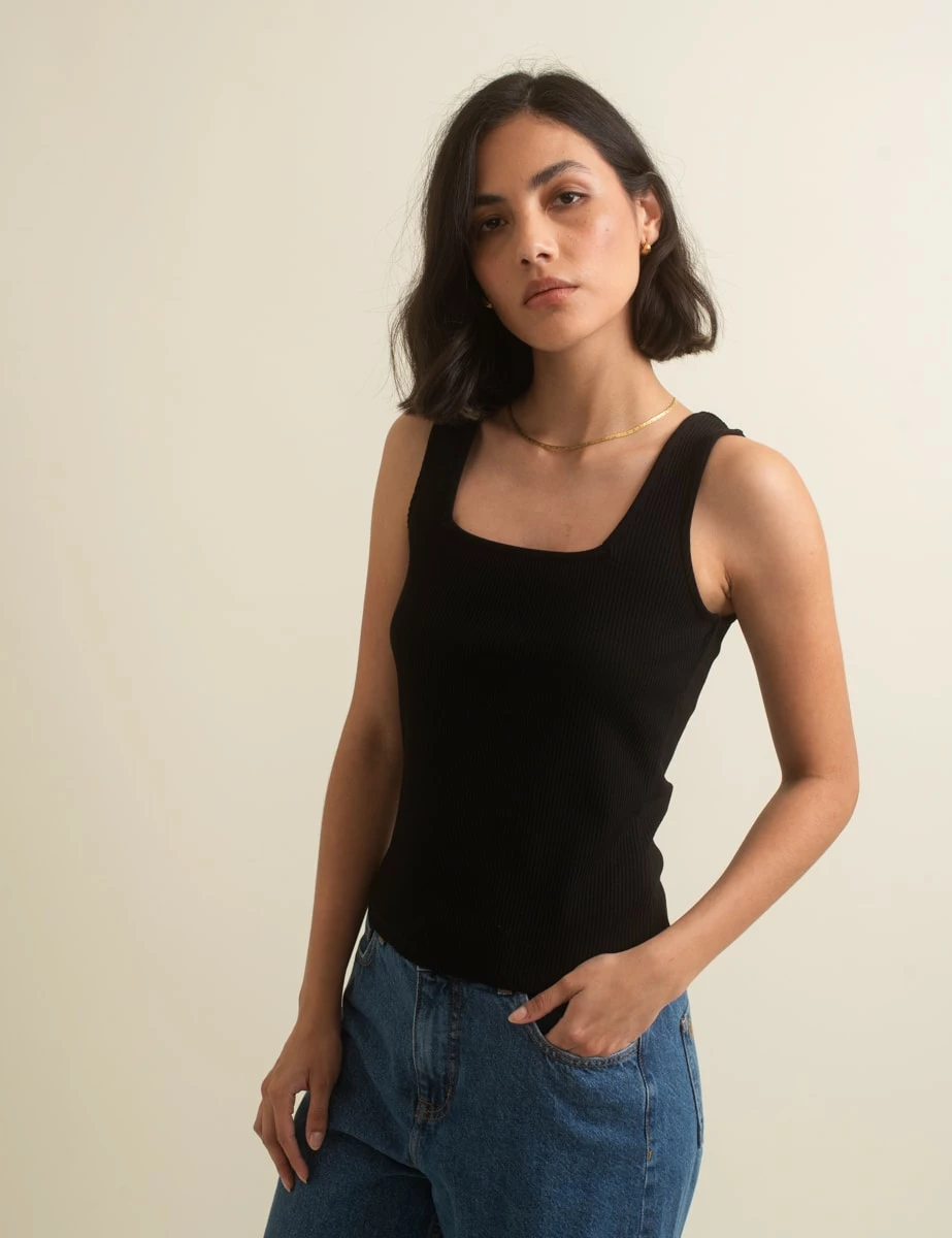 Black Square Neck Vest 4 Black Square Neck Vest - Image 2