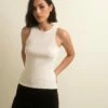 Cream Racer Front Vest Top -UK Clothing Sales t230940wht sm rs2
