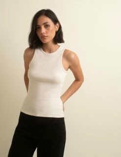 Cream Racer Front Vest Top
