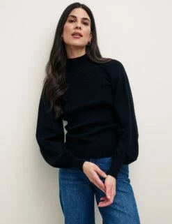 Black Knitted Open Back Detail Top -UK Clothing Sales t231308blk sd