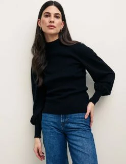 Black Knitted Open Back Detail Top