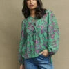Green & Pink Floral Giovanna Blouse 1 Green & Pink Floral Giovanna Blouse -UK Clothing Sales t231758grn sm