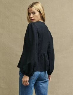 Black Balloon Sleeve Ria Blouse -UK Clothing Sales t231760blk bk