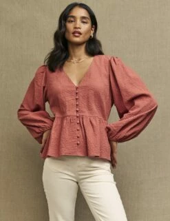 Terracotta Balloon Sleeve Ria Blouse
