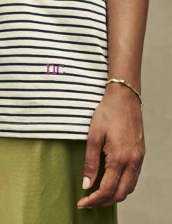 Black & White Stripe Crew Neck Oversized T-Shirt -UK Clothing Sales t231797blk dt