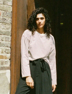 Front Page 52 Black & White Stripe Long Sleeve Oversized T-Shirt