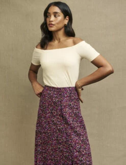 Cream Short Sleeve Bardot Top