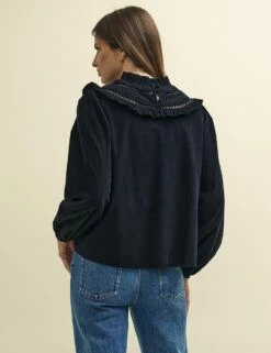 Black Cord Embroidered Frill Collar Blouse 9 Black Cord Embroidered Frill Collar Blouse -UK Clothing Sales t231941blk 0792