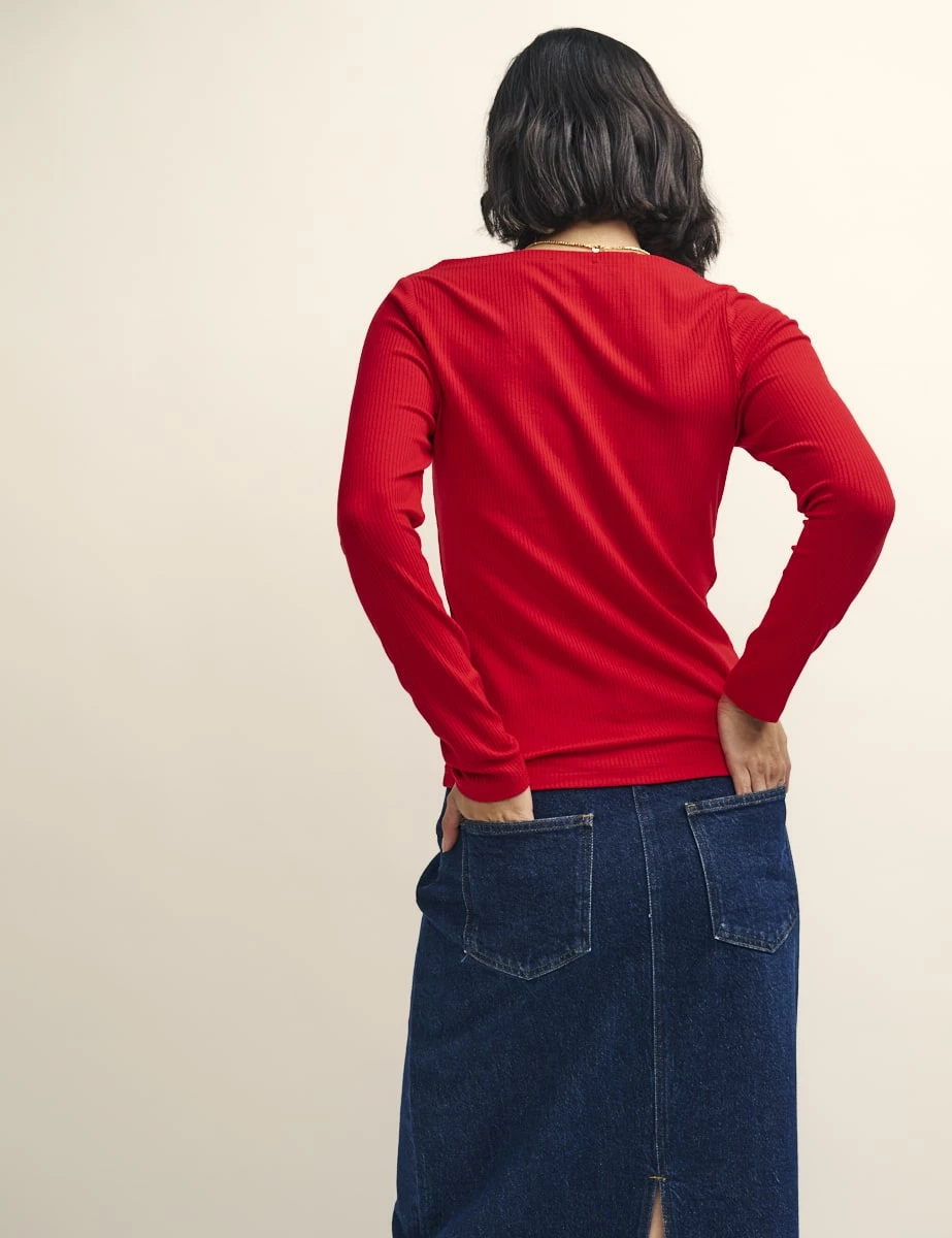 Red Long Sleeve Slash Neck Top 5 Red Long Sleeve Slash Neck Top - Image 3