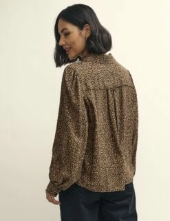 Leopard Print Button Down Shirt -UK Clothing Sales t232044brn bk