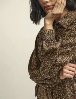 Leopard Print Button Down Shirt -UK Clothing Sales t232044brn dt