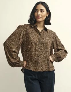 Leopard Print Button Down Shirt