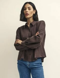 Brown Gingham Button Down Shirt