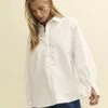 White Oversized Shirt With Tie Detail Cuffs 1 White Oversized Shirt With Tie Detail Cuffs -UK Clothing Sales t232480wht 0995