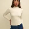 Cream Funnel Neck Lizzie Top -UK Clothing Sales t232551crm sm