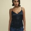 Black Satin Cami Top -UK Clothing Sales t232555blk sm