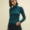Dark Green Funnel Neck Lizzie Top -UK Clothing Sales t232563grn sm