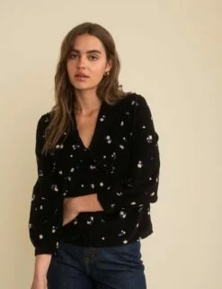 Black Cord Floral Emmie Blouse