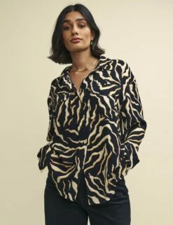 Front Page 36 Animal Print Long Sleeve Utility Shirt