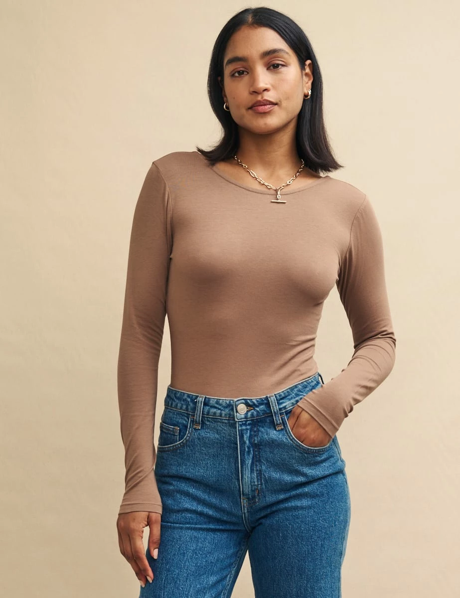 Brown Scoop Back Bodysuit 6 Brown Scoop Back Bodysuit - Image 4